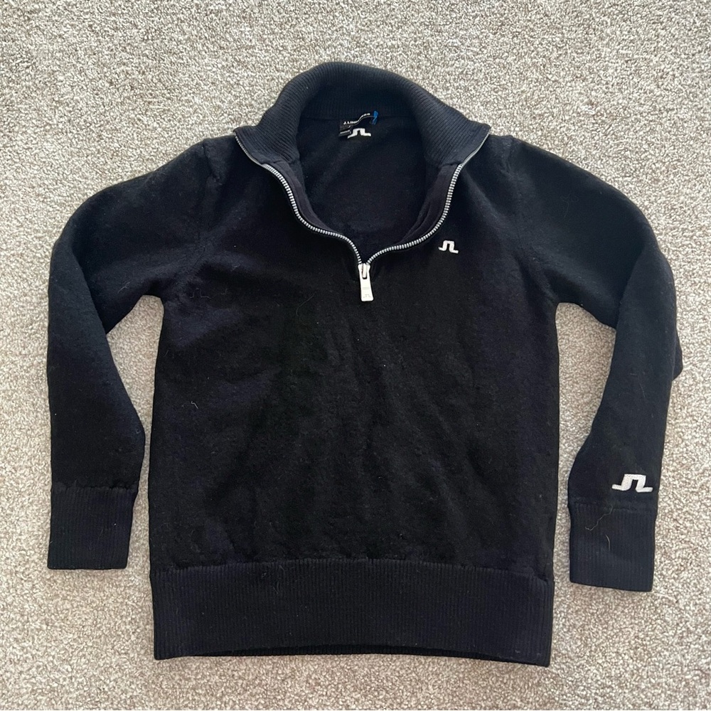 SOLDJ. Lindeberg 100% Wool Black Quarter-Zip Women's Golf Sweater Small - Picture 3 of 7